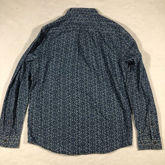 NEW Express Mens Medium Chambray Button Front Shirt Geometric Floral NWT $59.90 - Picture 5 of 13